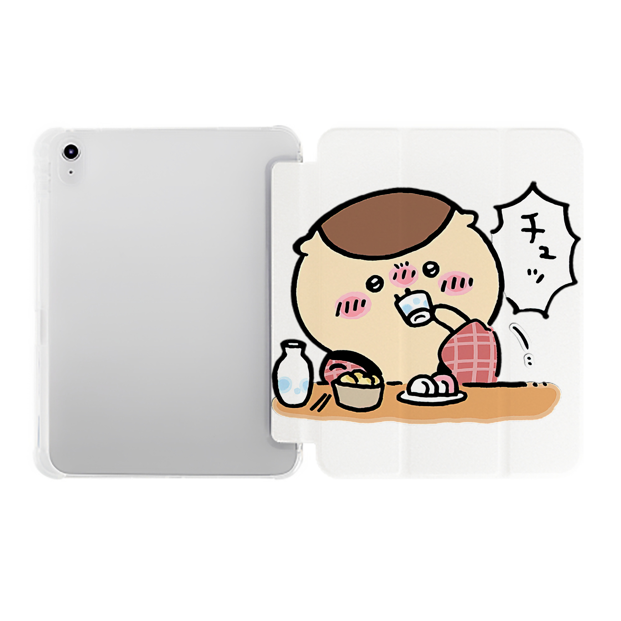 （画像用） ちいかわ くりまんじゅう Chii-kawa kuri manjū IPad ケース ペン収納付き 三つ折りスタンド PUレザー×シリコン 対応機種9.5/10.5/10.9インチ